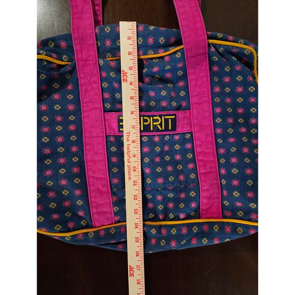 Vtg 80s 90s Esprit Floral Weekend Duffel Tote Bag Large Double Shoulder Strap - Picture 11 of 12